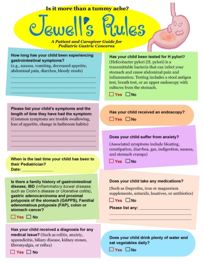 Learn more about Jewell’s Rules, a free Patient and Caregiver Guide for Pediatric Gastric Concerns.